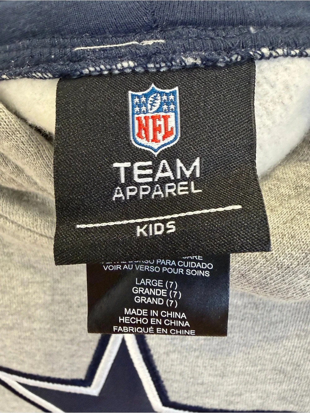 NFL Kids Gray Hoodie with Navy Dallas Cowboys Star